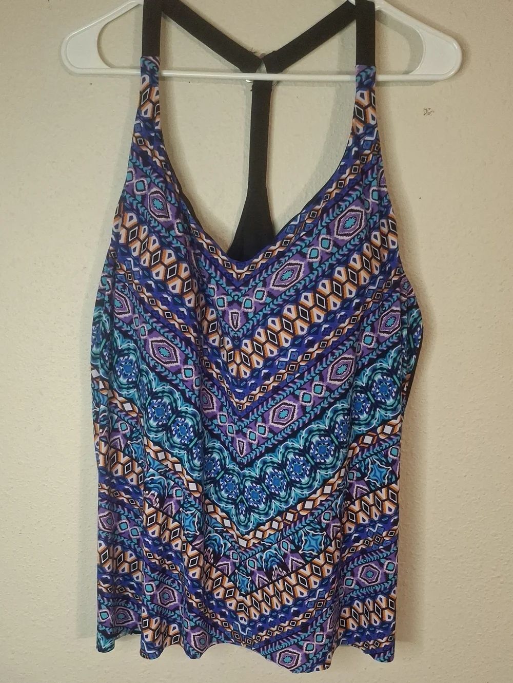 Aqua Green Vibrant Aztec Print Swim Top size 26W